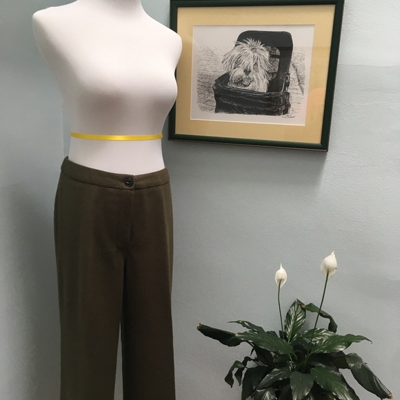 Harvé Benard Green Wool-Blend Trousers - Picture 2 of 8